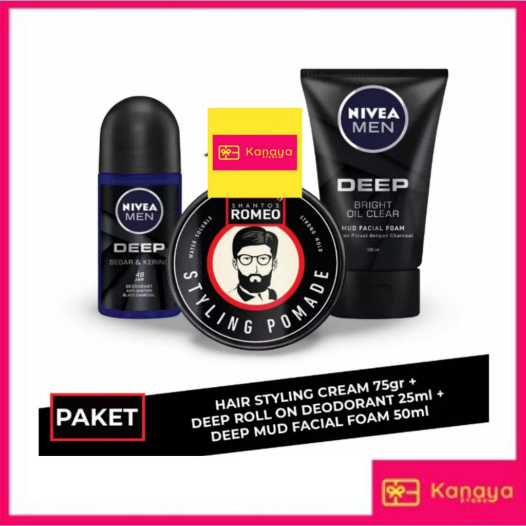 (BISA COD) Paket Nivea Men &amp; Styling Pomad Shantos Romeo