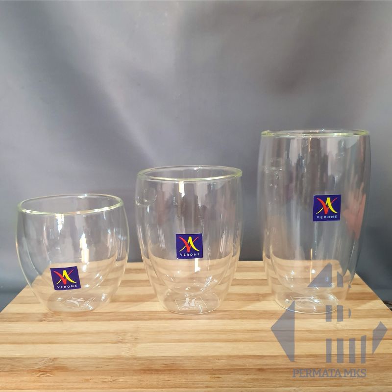 Gelas Aesthetic Double Wall Glass Kaca Premium Verone