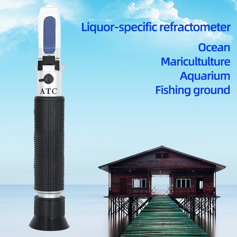 Salinity Refraktometer Alat Ukur Kadar Garam Refractometer untuk Akuarium Air Laut 0-100% ATC