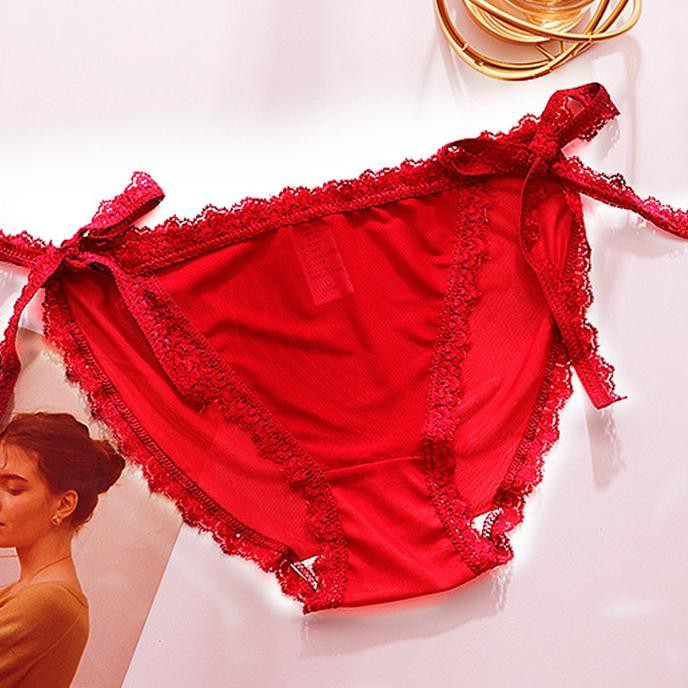 celana dalam g string wanita sexy transparan tali samping LingerieC075 - Merah