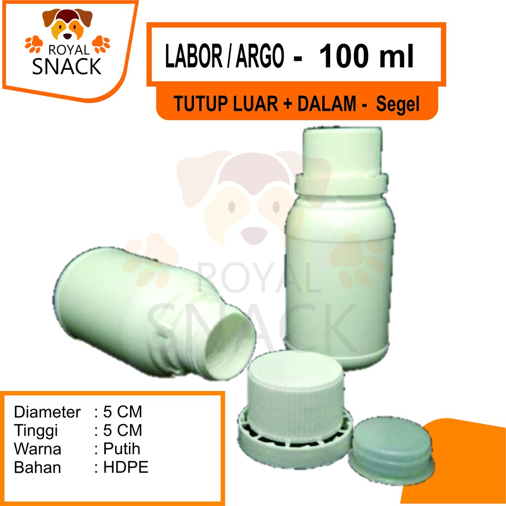 Botol LABOR 100 ml new agro Pert 100ml Plastik HDPE pupuk Bulet solid cc PUTIH