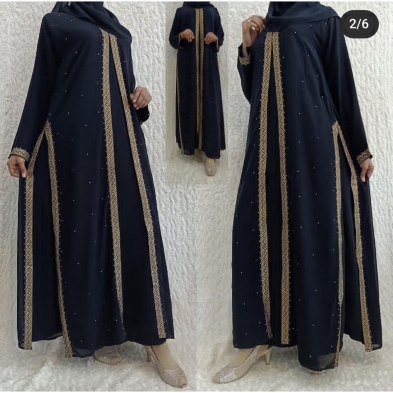 Baju Muslim Abaya Bordir Gamis Arab Saudi Bordir Zephy Turki Abaya Sifon Tengah