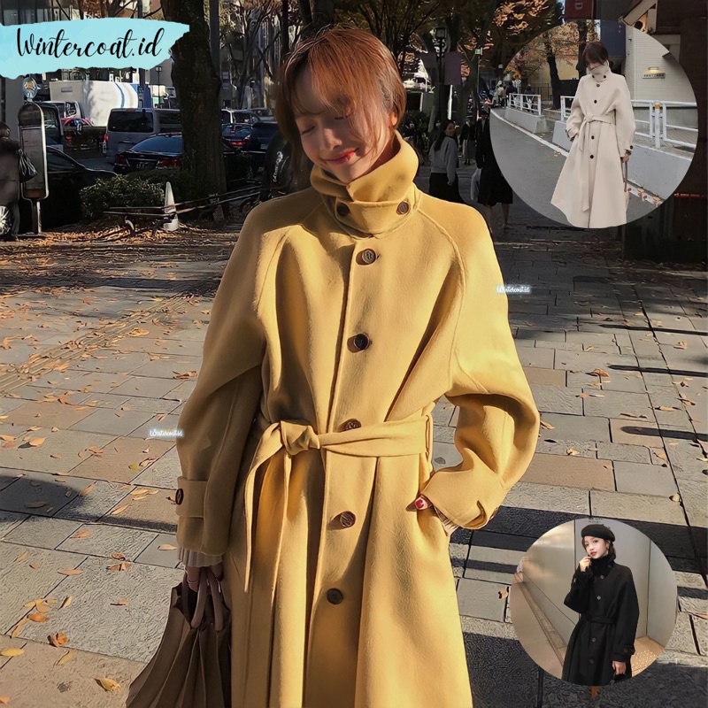 Lisa Wool Long Coat Women Winter Autumn jumbo mantel musim dingin wanita hangat import korea