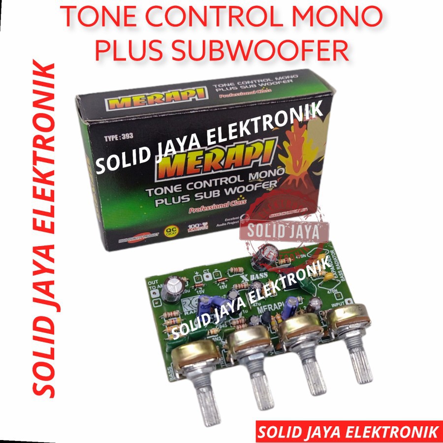 KIT TONE CONTROL MONO PLUS SUBWOOFER MERAPI RANIC 393 - TONE KONTROL MONO SUBWOOFER 4 POTENSIO