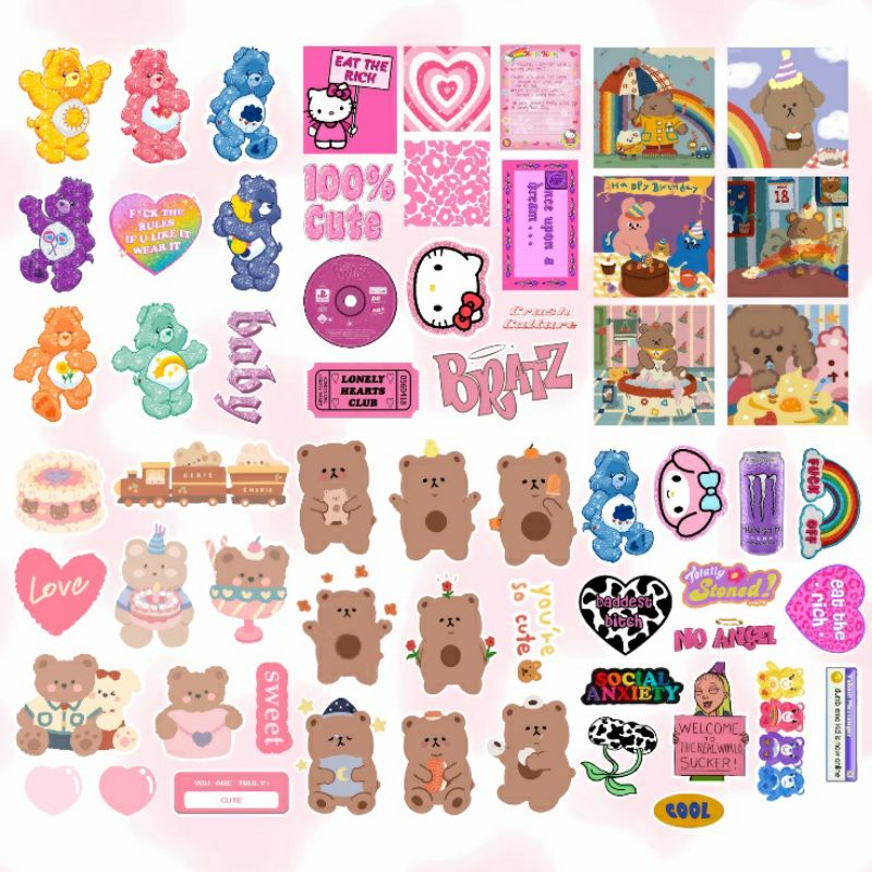 sticker kidcore, sticker y2k, sticker tumblr murah, sticker cute, sticker aesthetic, sticker hp