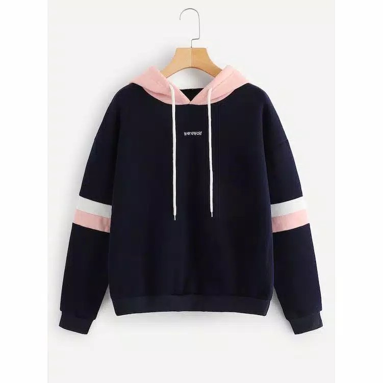 HOODIE BIG SIZE POLOS KOMBINASI PINK - HITAM  KOREA UNISEX CEWEK COWOK ALLSIZE XXL XXXL XXXXL XXXXXL
