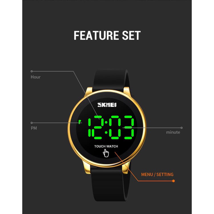 SKMEI 1842 Jam Tangan Pria Wanita Digital Sport Watch Touch Screen LED Display Tali Rubber Jam Tangan LED SKMEI 1842 FREE BOX &amp; BATERAI