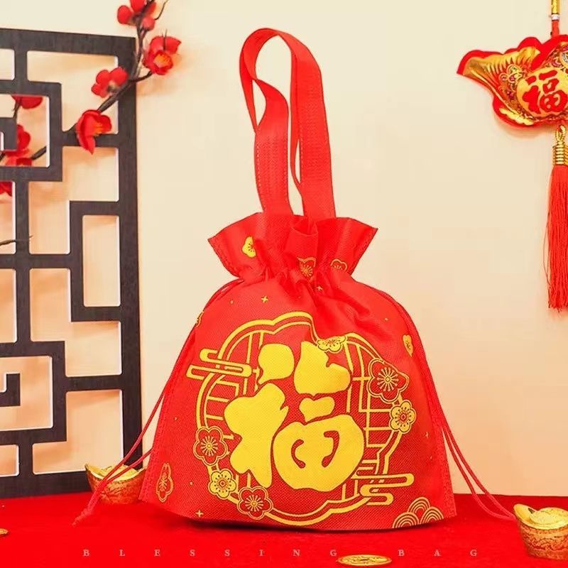 

tas spundbond hampers imlek/goodie bag cny red hoki
