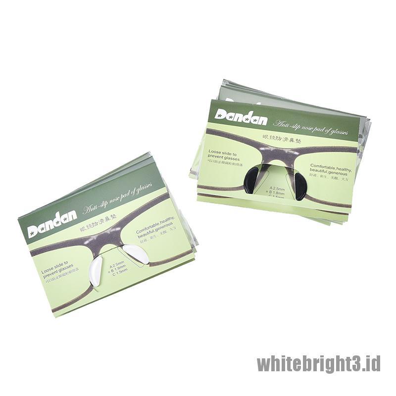 &lt; White3 &gt; 5 Pasang Bantalan Hidung Kacamata Bahan Silikon anti slip 1.8mm