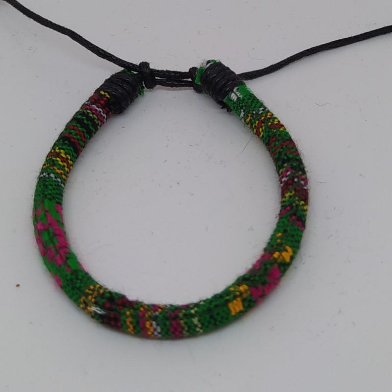 Gelang Tenun Etnik Songket Gelang Rajut Unik Motif Kain Harga Grosir Langsung Pengrajin-Hijau