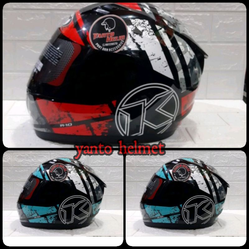 KYT R10 SERI #3 BLACK AQUA BLUE  DAN RED