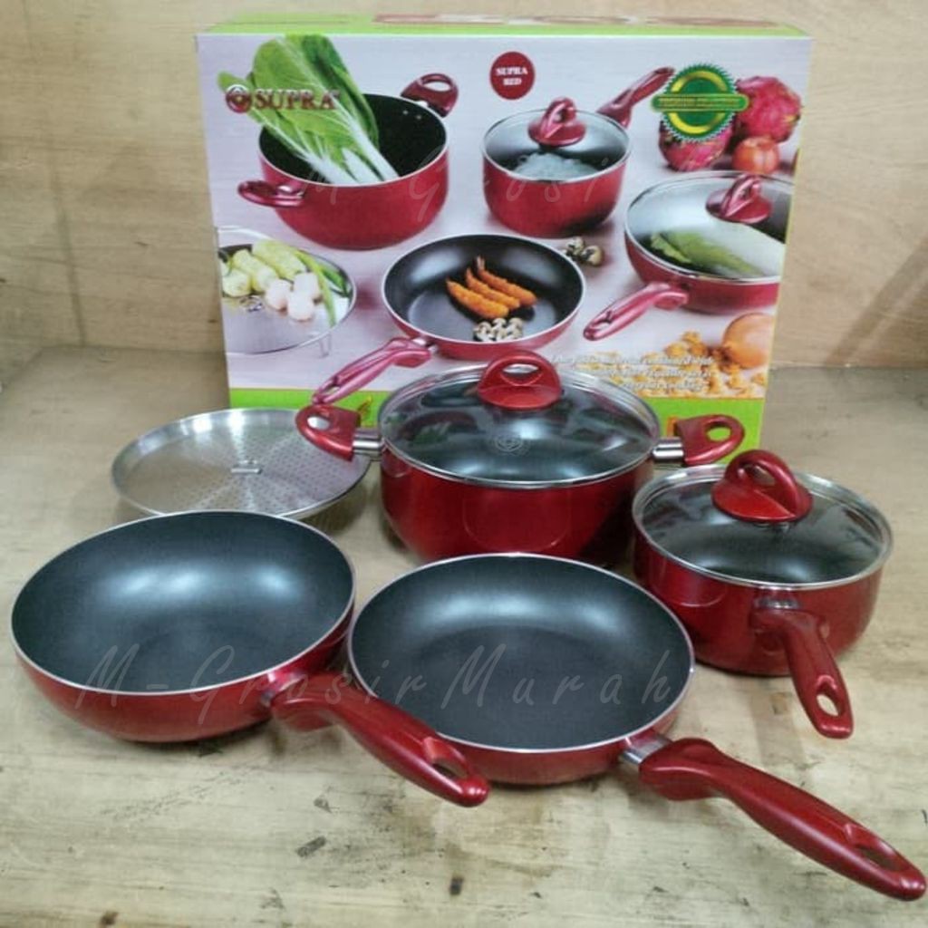➡ Panci Set Supra Rosemary 7pcs Warna Hijau