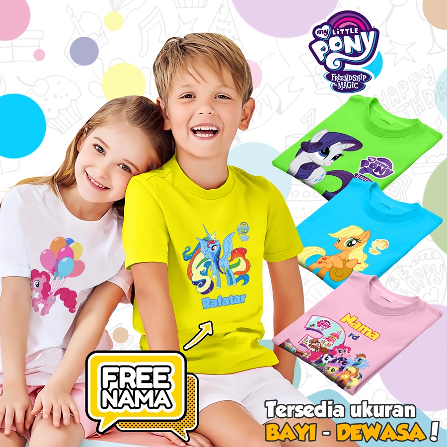 [FREE NAMA!!] Kaos Baju COUPLE  ANAK DAN DEWASA MY LITTLE PONY MLP BANYAK MOTIF