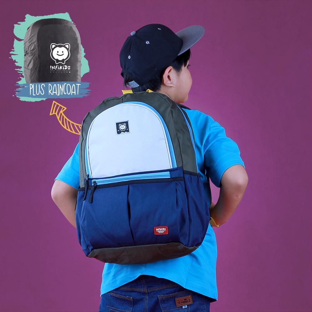 Tas Sekolah Anak Laki Laki TK SD Original Backpack Punggung Anak Cowok Keren Terbaru Free Raincoat KX792