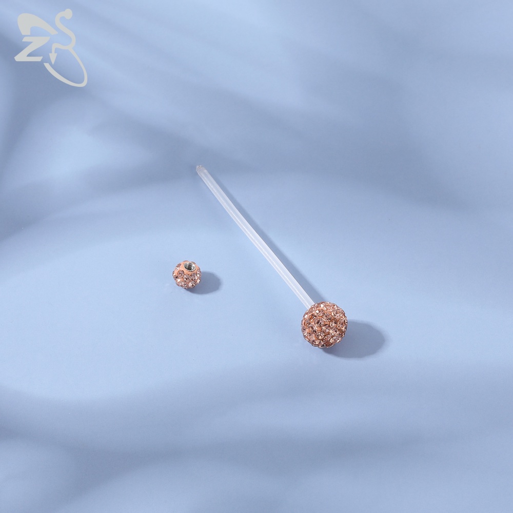 1pc 14g 10 / 24 / 32 / 38mm Anting Tindik Perut / Pusar Kristal Bentuk Kaki Bayi Untuk Wanita Hamil Flexible