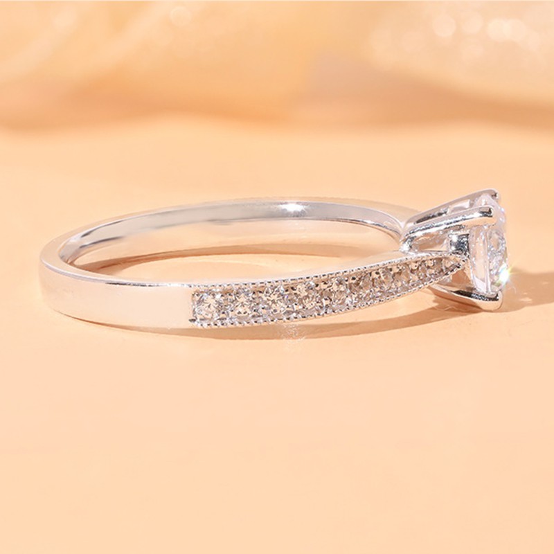 925 cincin perak murni wanita klasik empat cabang 1 karat pt950 mossang berlian pernikahan fashion perhiasan