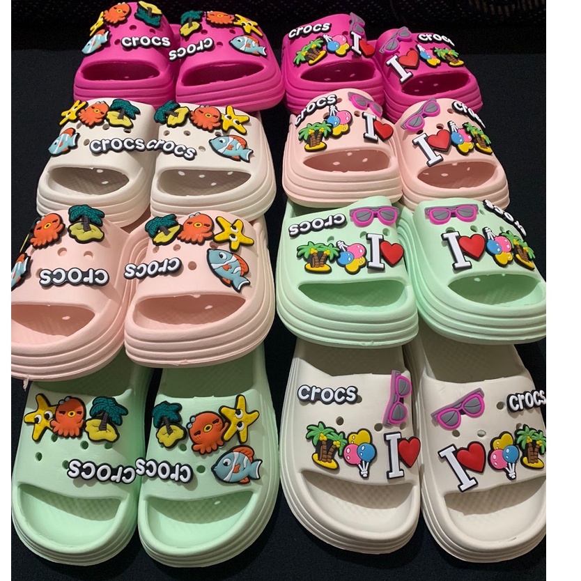 002_EVA Sandal Slop Anak remaja Wedges Import Tebal 4 Cm, Bahan Spons Super Ringan Empuk Elastis Non-Slip Sole