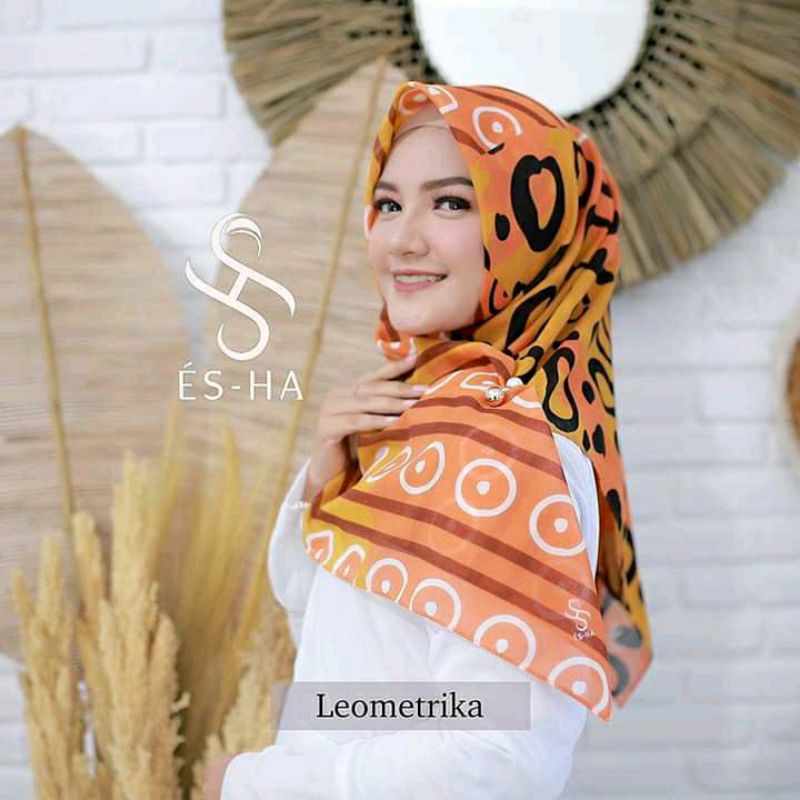 HIJAB SEGIEMPAT VOAL PREMIUM ES_HA MOTIF LEOMETRIKA