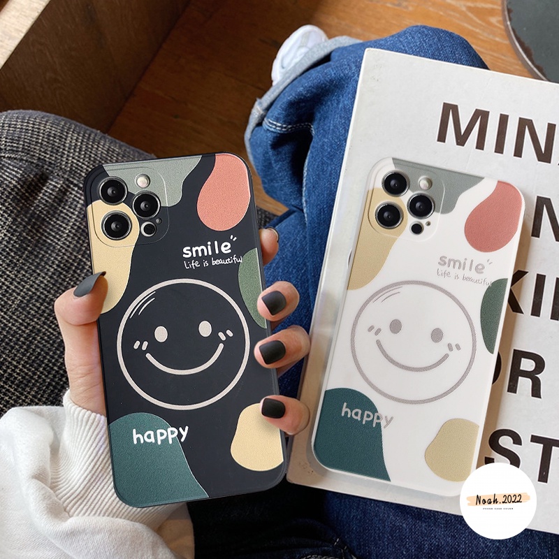 Soft Case Bahan TPU Desain Smiling Face Untuk Iphone 13 12 11 Pro Max X XR XS Max 6 6s 7 8 Plus SE 2020