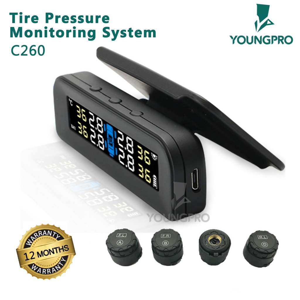 YOUNGPRO TPMS C240 C260 ​​Tekanan Ban Monitoring System Surya