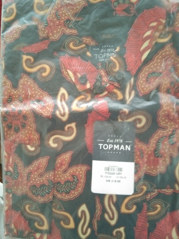 Freypv 7785 Slimfit Long Batik Black Floral Gold  M-xl Kemeja Batik