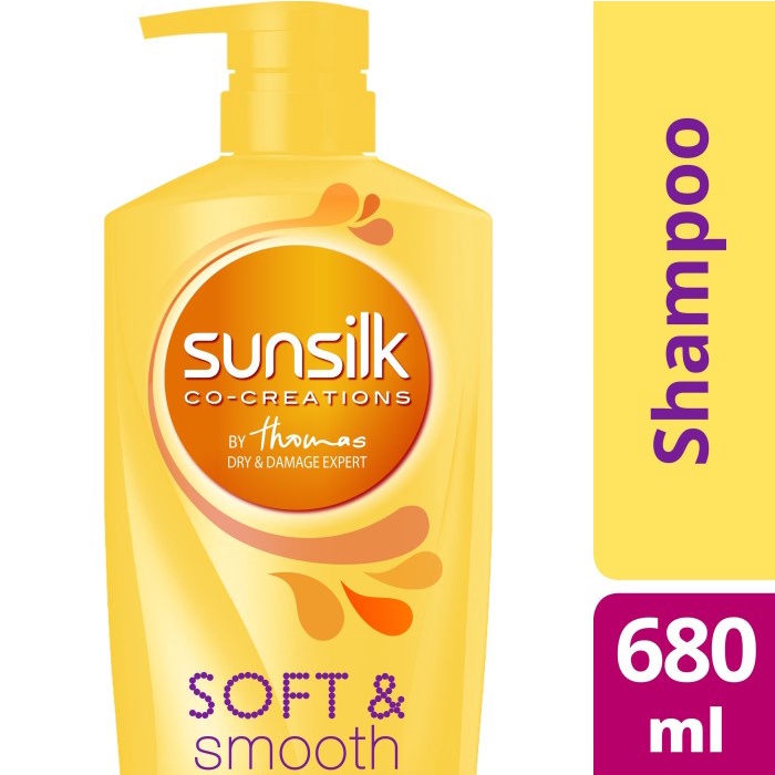 SUNSILK shampoo soft and smooth 680ml- shampoo sunsilk kuning
