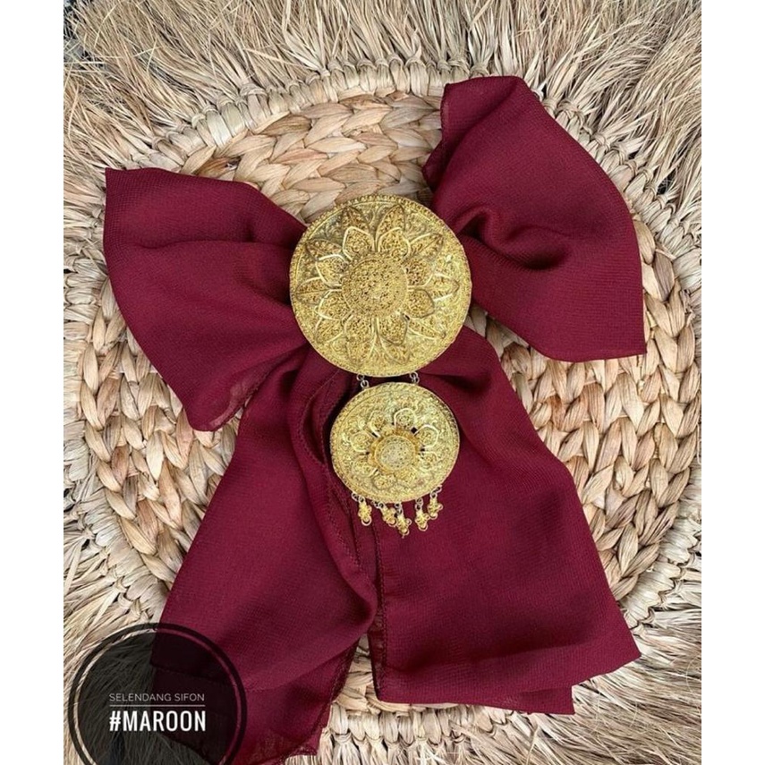 SELENDANG CHIFFON || SELENDANG SIFON BALI WARNA WARNI-Maroon