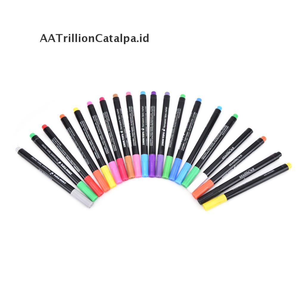 (AATrillionCatalpa) Spidol Permanen 20 Warna Untuk Kain / Kaos T-Shirt / Sepatu / Pakaian DIY