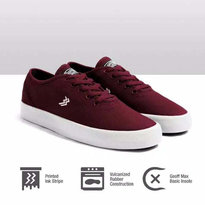 Ready Stock Slip On Pria Dewasa✿ Sepatu Geoff Max Ethan Maroon White |Sepatu Pria - Maroon White,