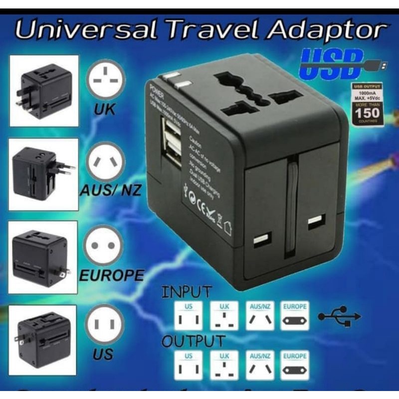 Travel adaptor international 2 usb output 2.1A