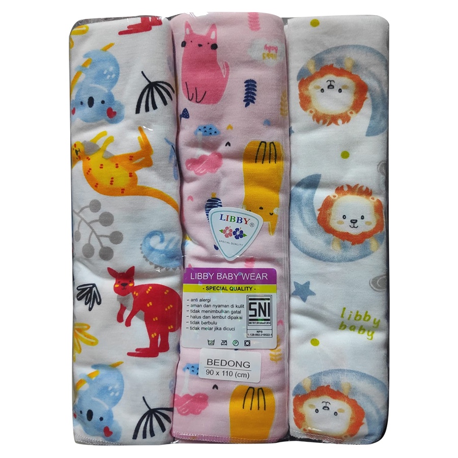 Bedong Libby Baby Boy 3pcs SNI Motif Baru Pilihan Bedongan Bayi