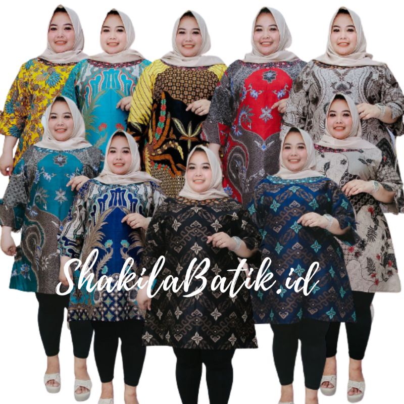 TUNIK BATIK WANITA JUMBO LD 140CM ATASAN WANITA JUMBO DRESS BATIK MODERN DRESS BATIK JUMBO DRESS BAT