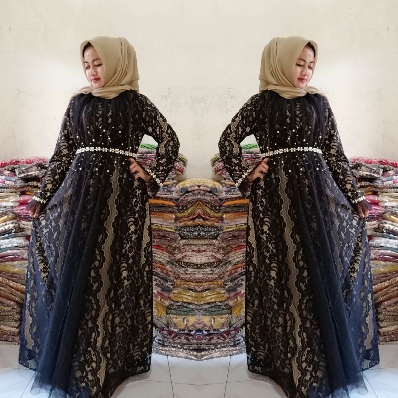 gamis mewah brokat tile