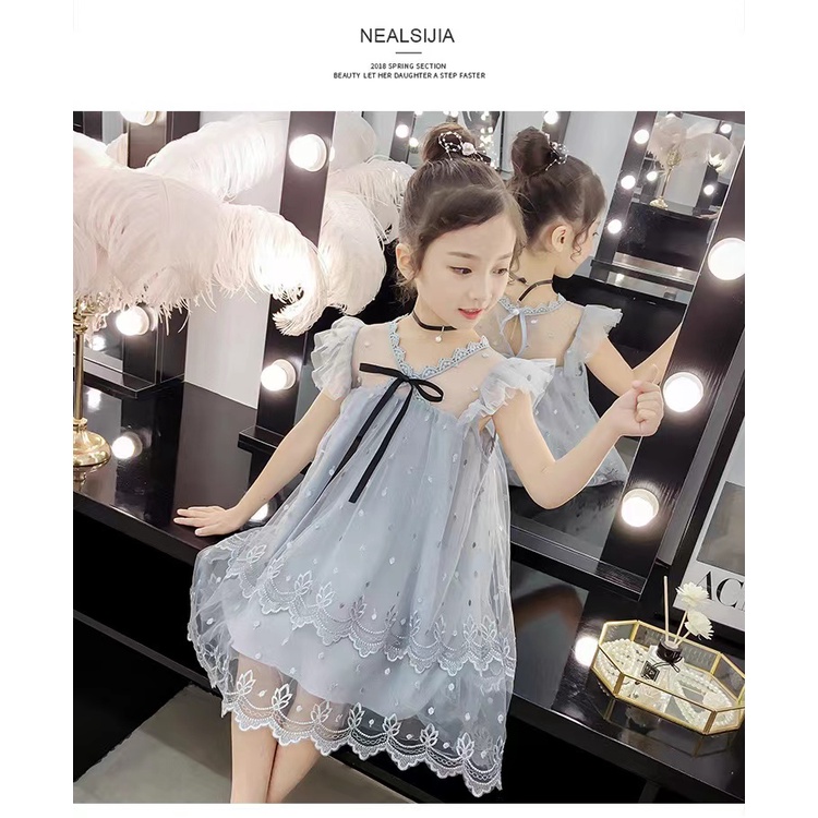 Dress Anak Perempuan Gaun Korean Style Impor Renda Bordir