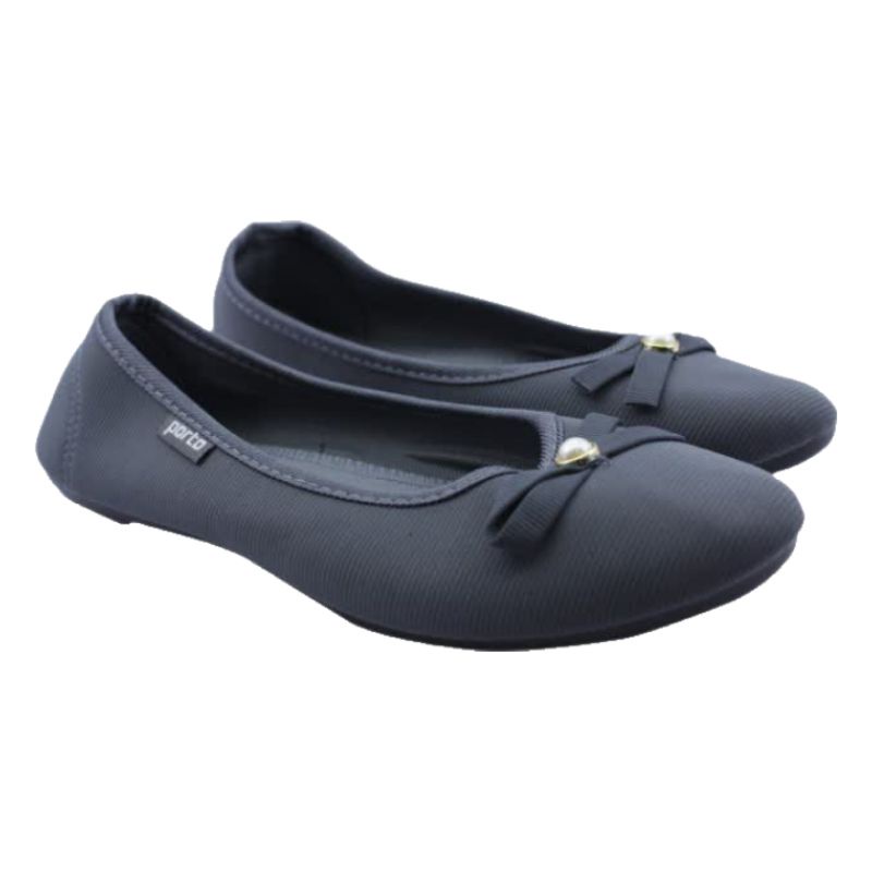 BA201L - Sepatu Flat Shoes Wanita Porto Kanvas Motif Mutiara Korea Size 36 - 40