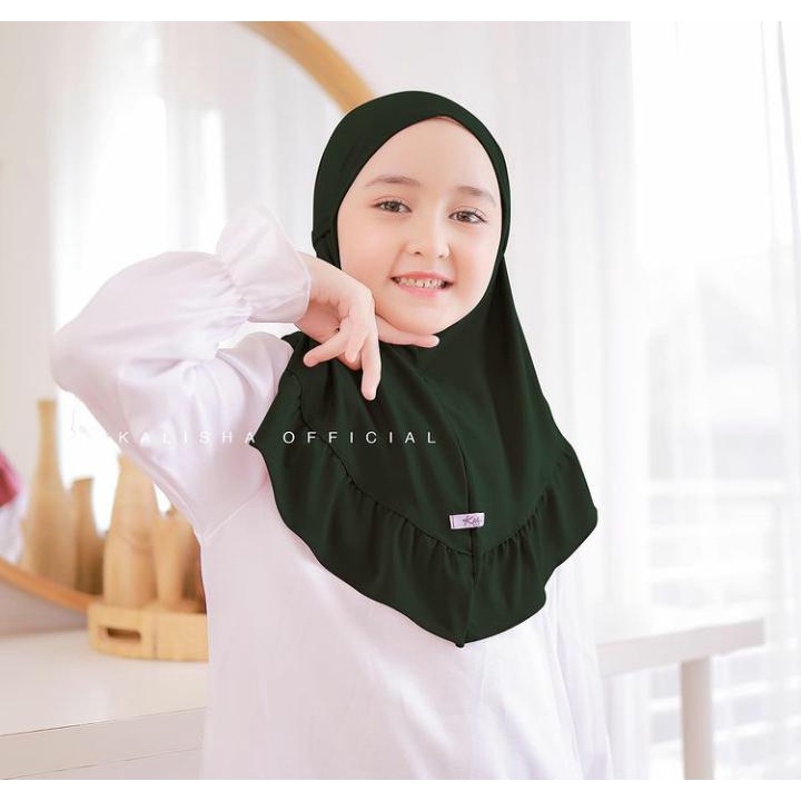 Hijab Anak Jersey 3-7 Tahun Polos Renda I Jilbab Instan Anak Qinara Jersey Premium By Shamira