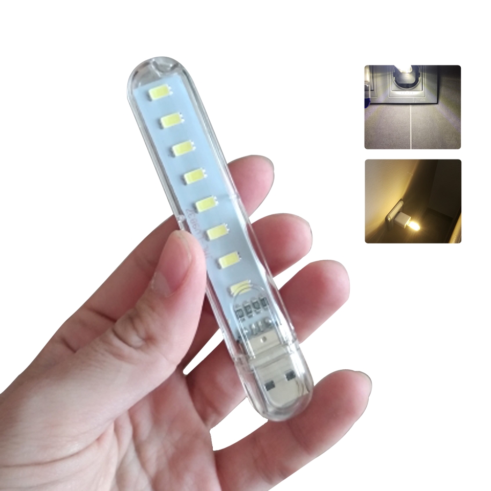 Mini Portable USB LED Lamp / 8 LEDs Super Bright Night Lights / Book Light Reading Light For Power Bank,PC,Laptop,Notebook,Computer,Camping