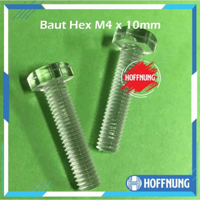 Baut Plastik M4 x 10 mm Hexagonal Akrilik M4x10mm Screw Hexa Acrylic Baut Hex