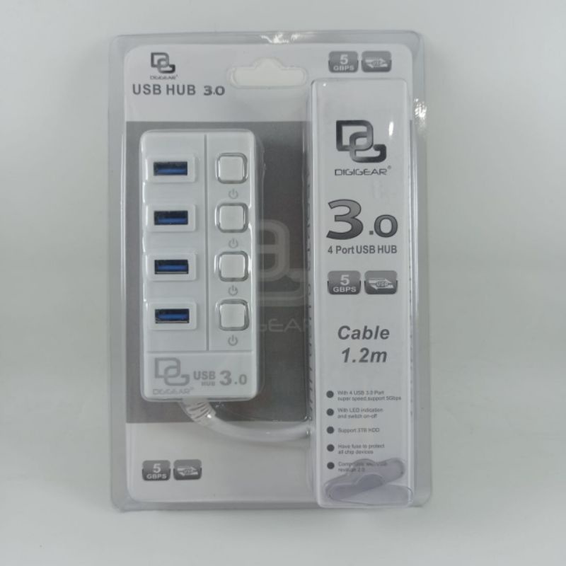 USB HUB DIGIGEAR 4 PORT VERSI 3.0 WITH LED BLUE + ON/OFF