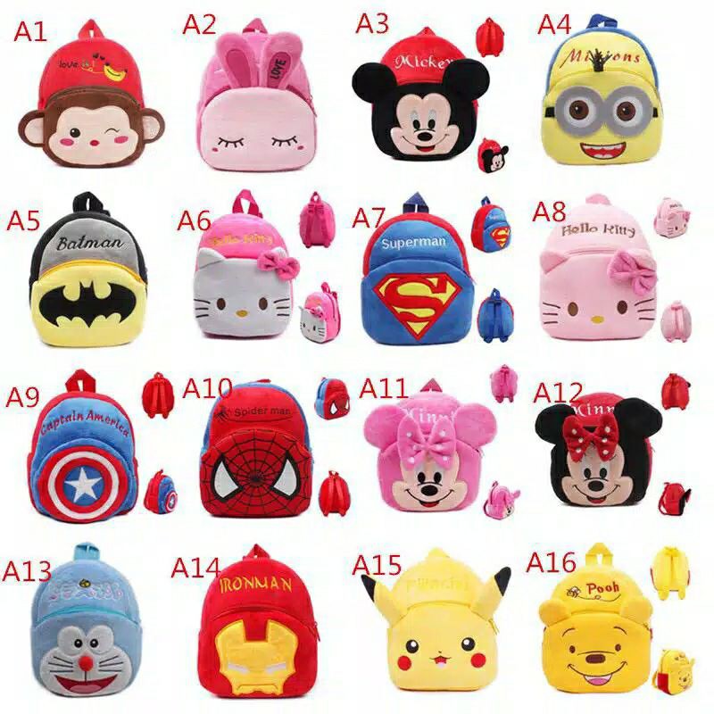 Tas ransel anak kecil tas ransel karakter kartun lucu tas ransel kecil anak tk