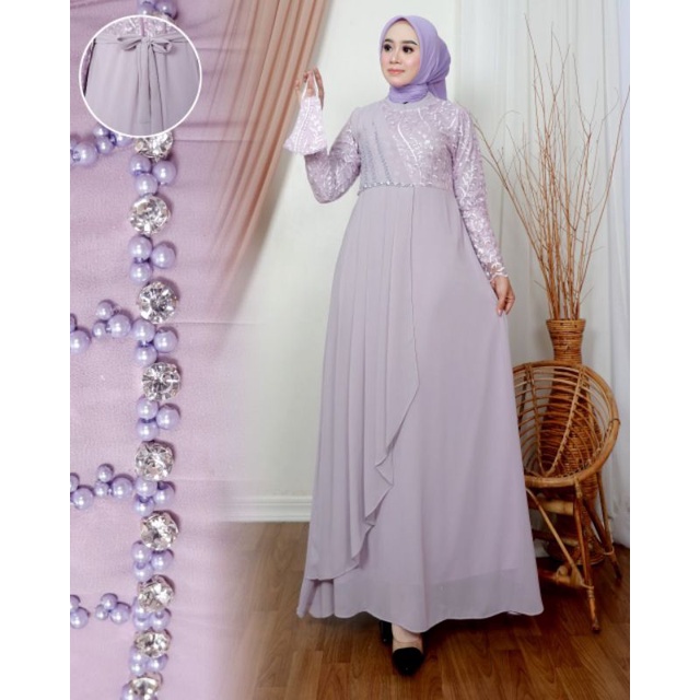 Permata Olshop / Kebaya Gamis Amira NK / Gamis Modern / Gamis Kebaya Pesta / Gamis Kondangan / Gamis Pesta Mewah / Kebaya Modern