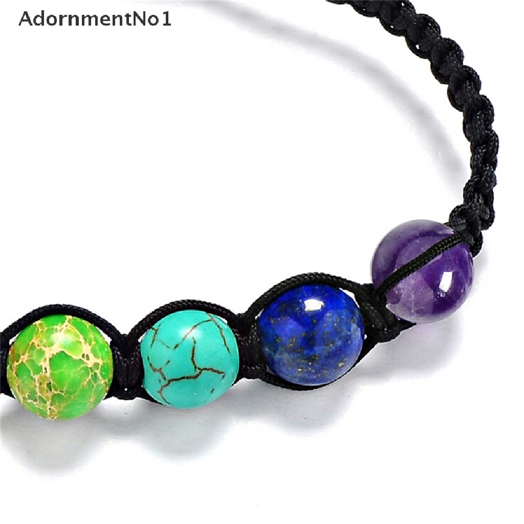 (AdornmentNo1) Gelang Tangan Manik-Manik Batu Lava 7 Chakra Healing Balance Untuk Yoga / Doa