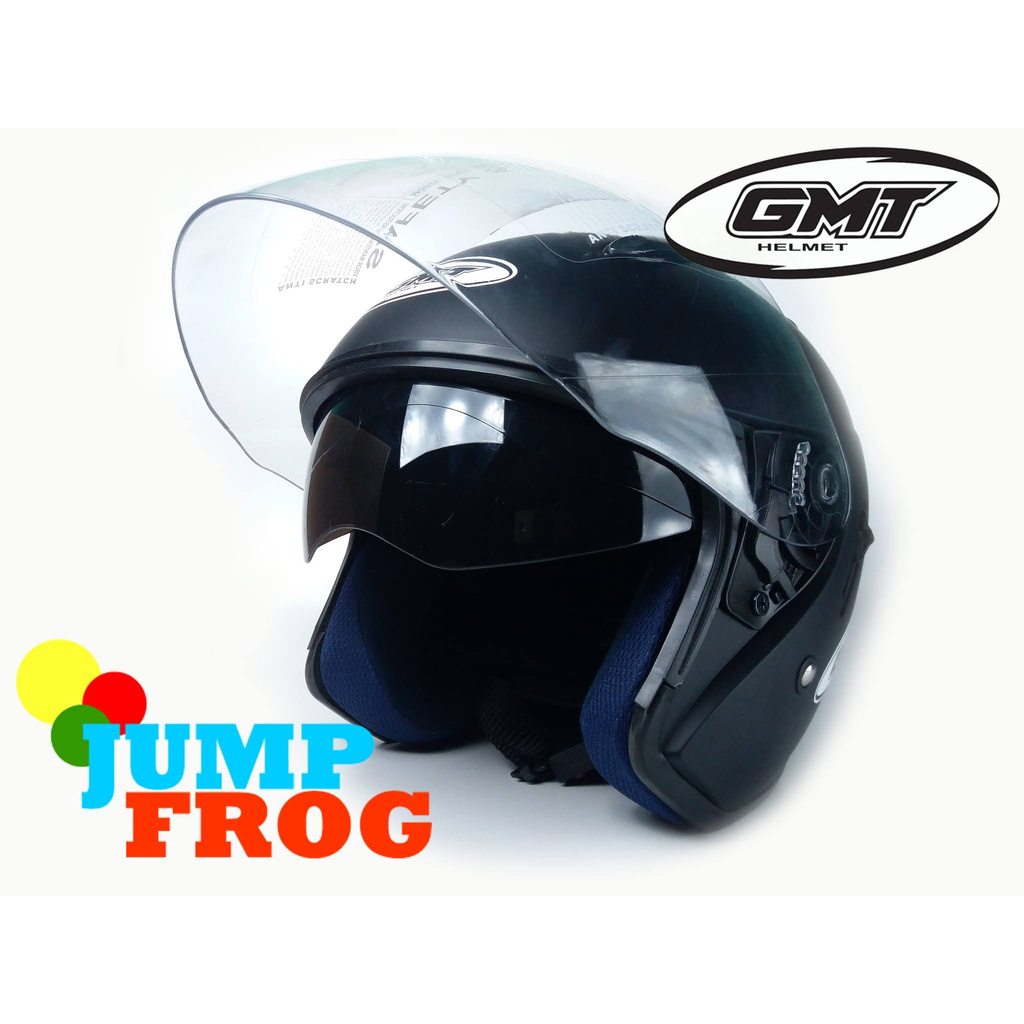 helm half face dua kaca quality ink centro kyt dj maru  ori gmt divo solid warna hitam doff
