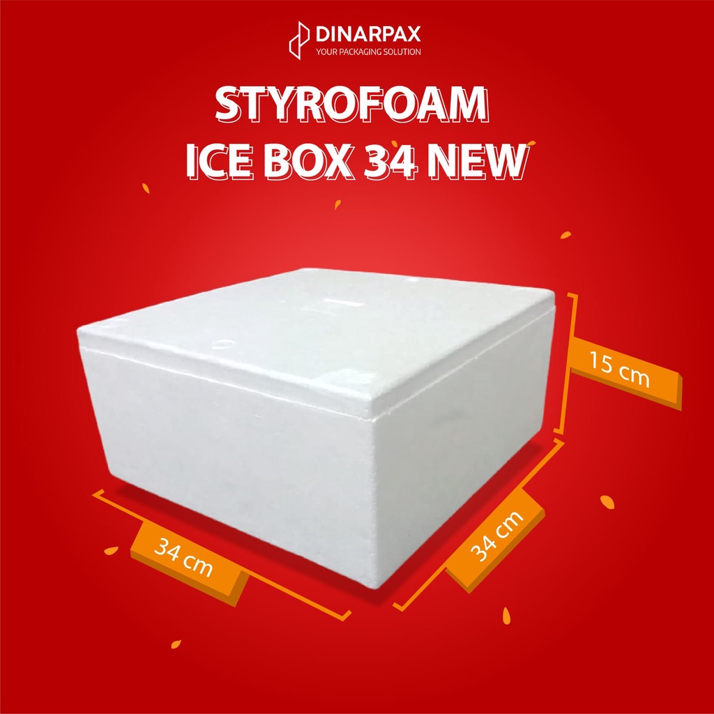 STYROFOAM ICE BOX 34 NEW 34X34X15,5CM / STYROFOAM BOX KUE / BOX KOTAK / PALMERAH