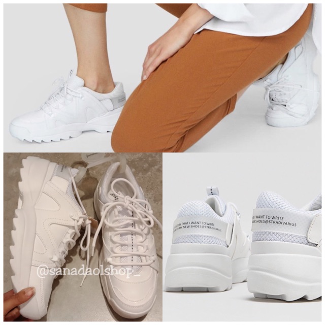 stradivarius white platform sneakers