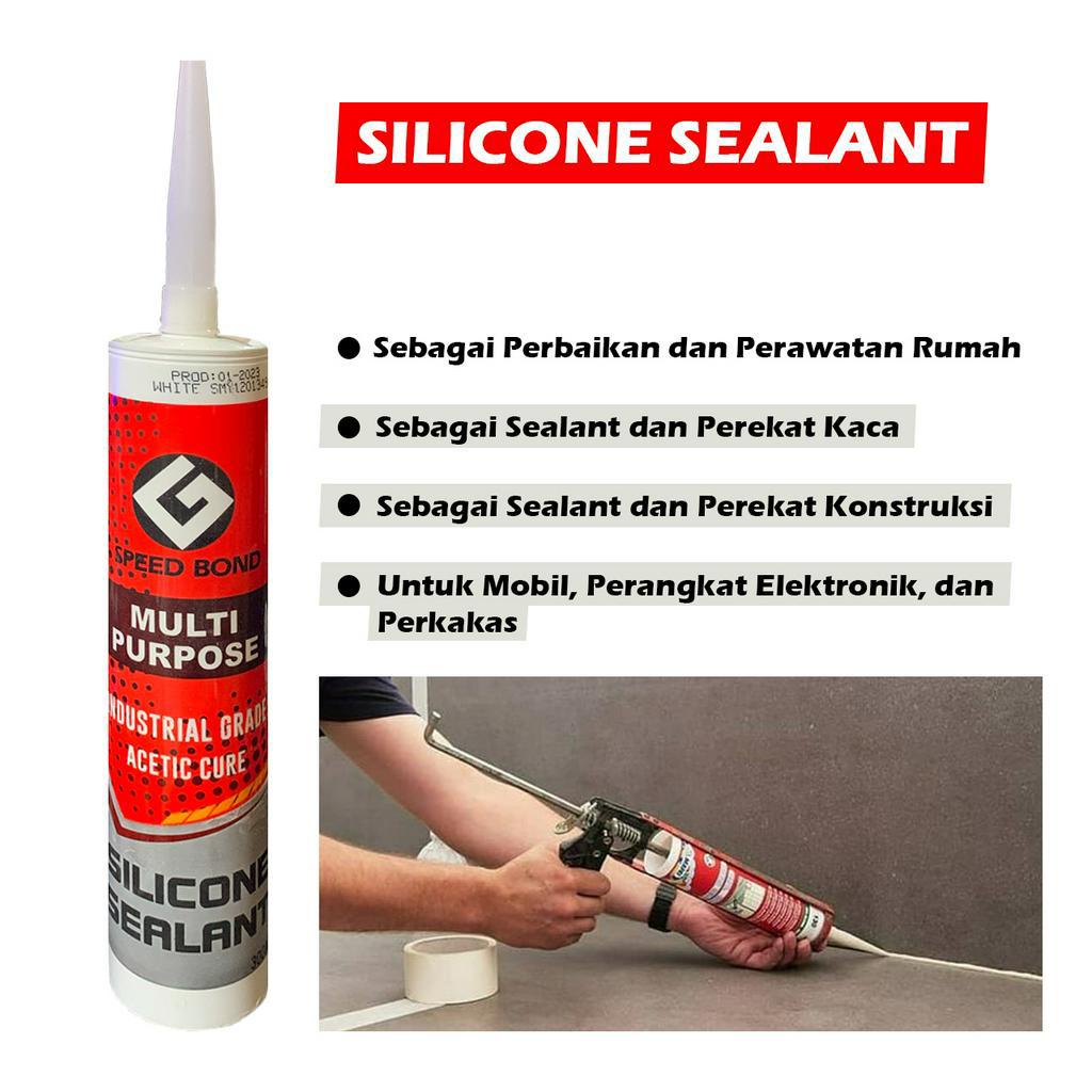 LEM Silicone Sealent Kaca Acetic Silen White Putih / Lem Silikon Akrilik Acrylic Sealent Lem Kaca Aquarium