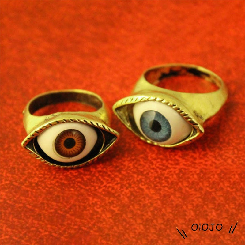 Cincin Gotik Untuk Wanita Bentuk Mata Vampir Model Besar Gaya Retro Aksesoris Fashion- ol