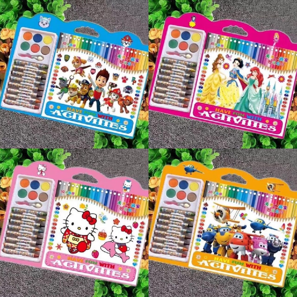 Download Mmtoys Cms012 Buku Menggambar Anak Buku Gambar Crayon 8pcs Cat Set Buku Mewarnai Coloring Book Shopee Indonesia