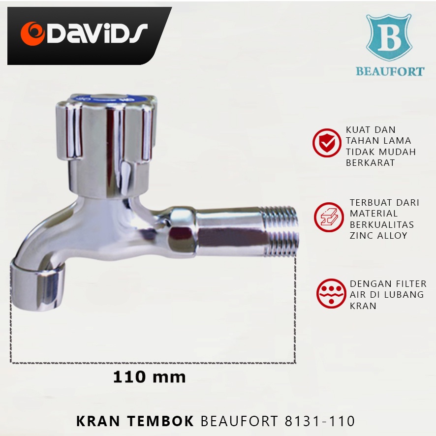 Kran Air Tembok Keran Kamar Mandi Dinding Dapur Beufort 8131-110