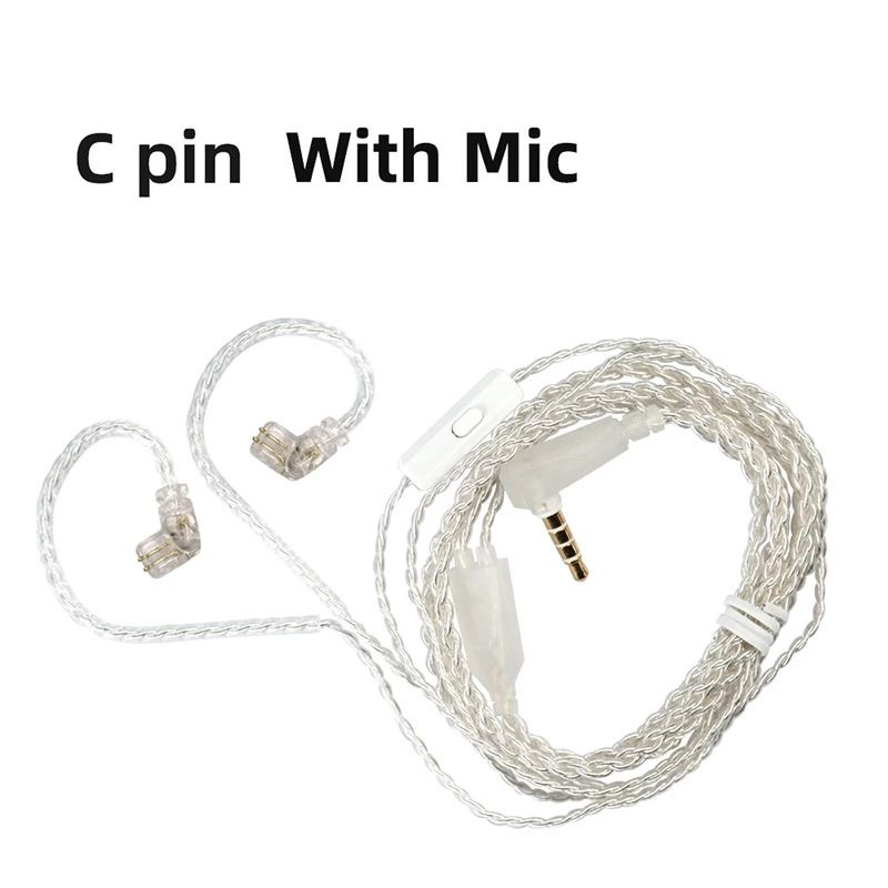 Kabel KZ Copper Type B/C Dark/Light Copper Oxygen High Purity KZ ZSN Pro X KZ EDX KZ ZST X-C Mic Braided Silver